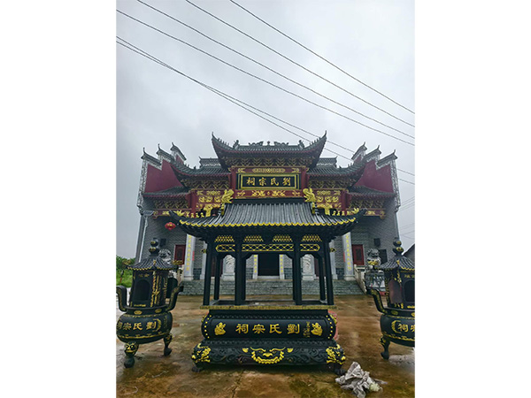 抚州临川河西刘家祠堂旗杆安装